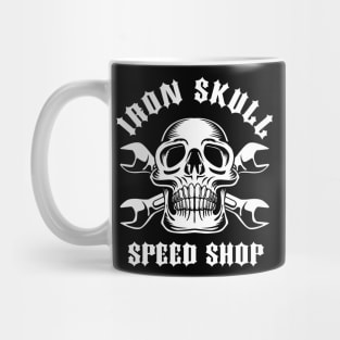 Iron Skull Speed Shop Skull with Crossed Wrenches Mug